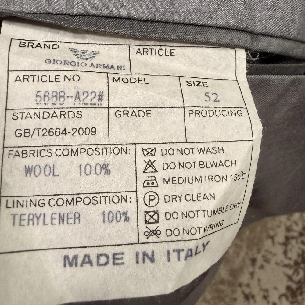 Giorgio Armani Le Collezioni Blazer Mens 52R Gray Virgin Wool Italy Vintage